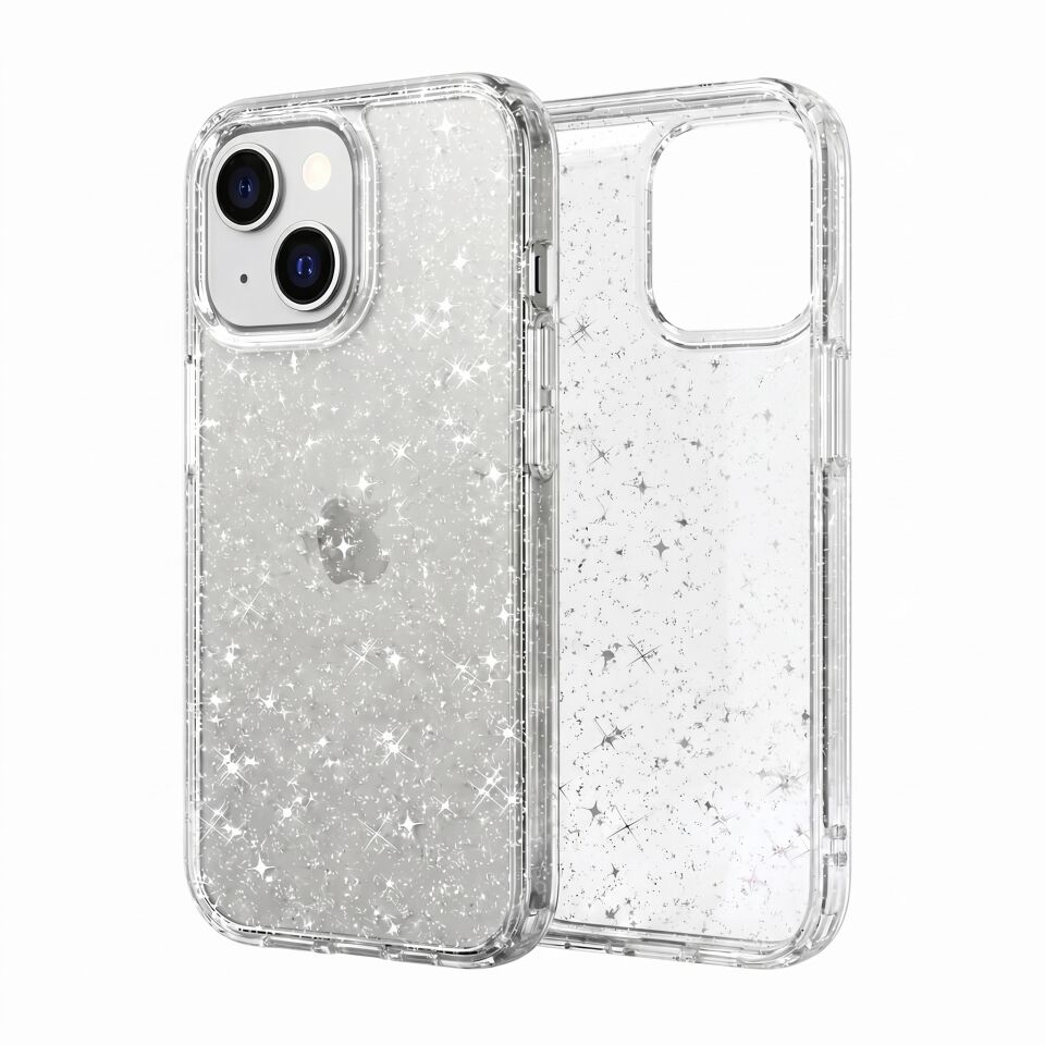 iPhone 15 Star Case Simli Şeffaf Kılıf