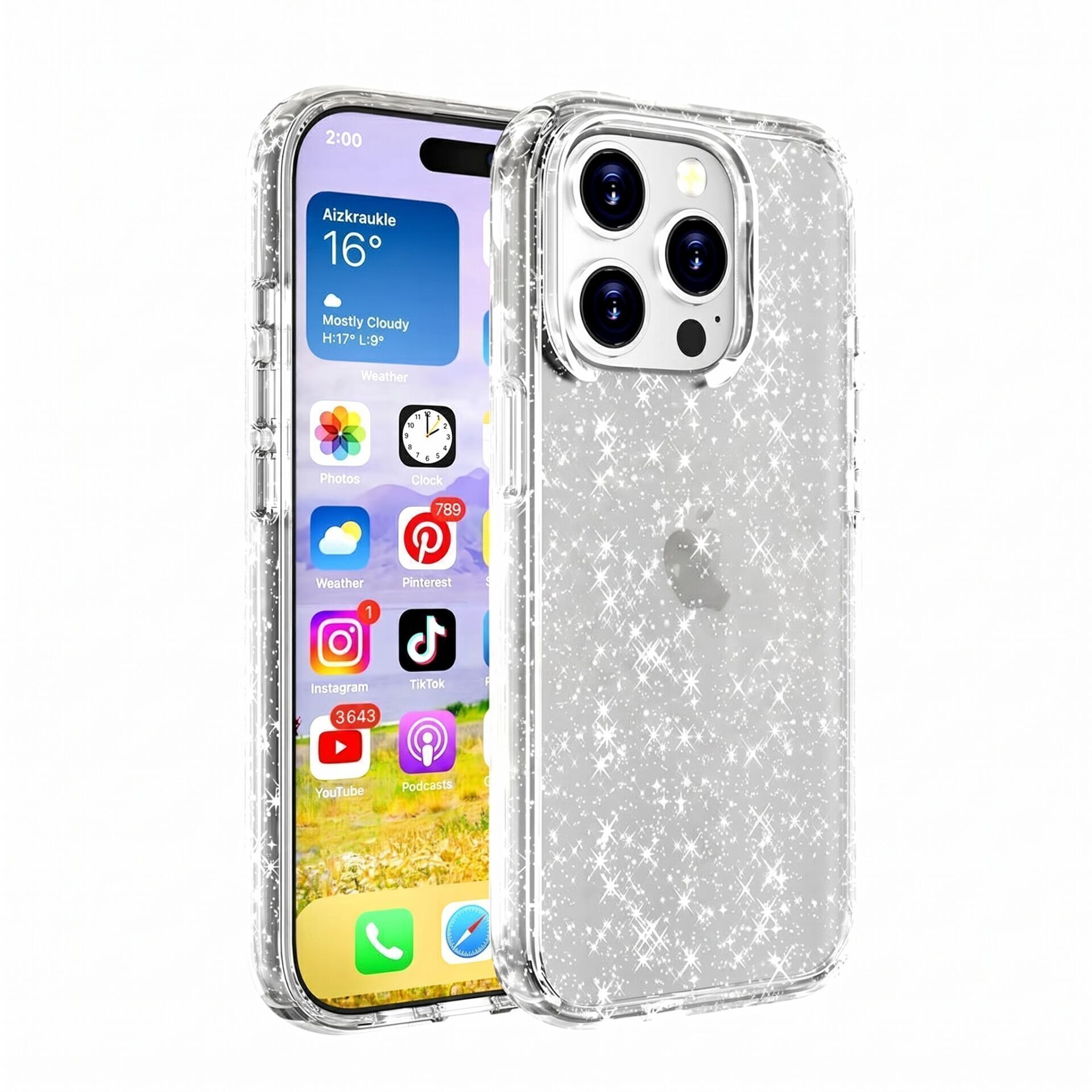 iPhone 12 Pro Max Star Case Simli Şeffaf Kılıf