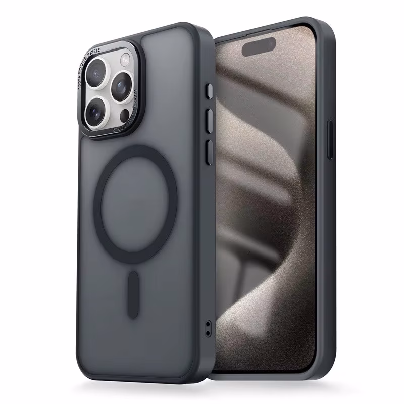 iPhone 15 Pro Max MagSafe Uyumlu Mat Arka Yüzey Kılıf Mili Focus Pixel Kılıf