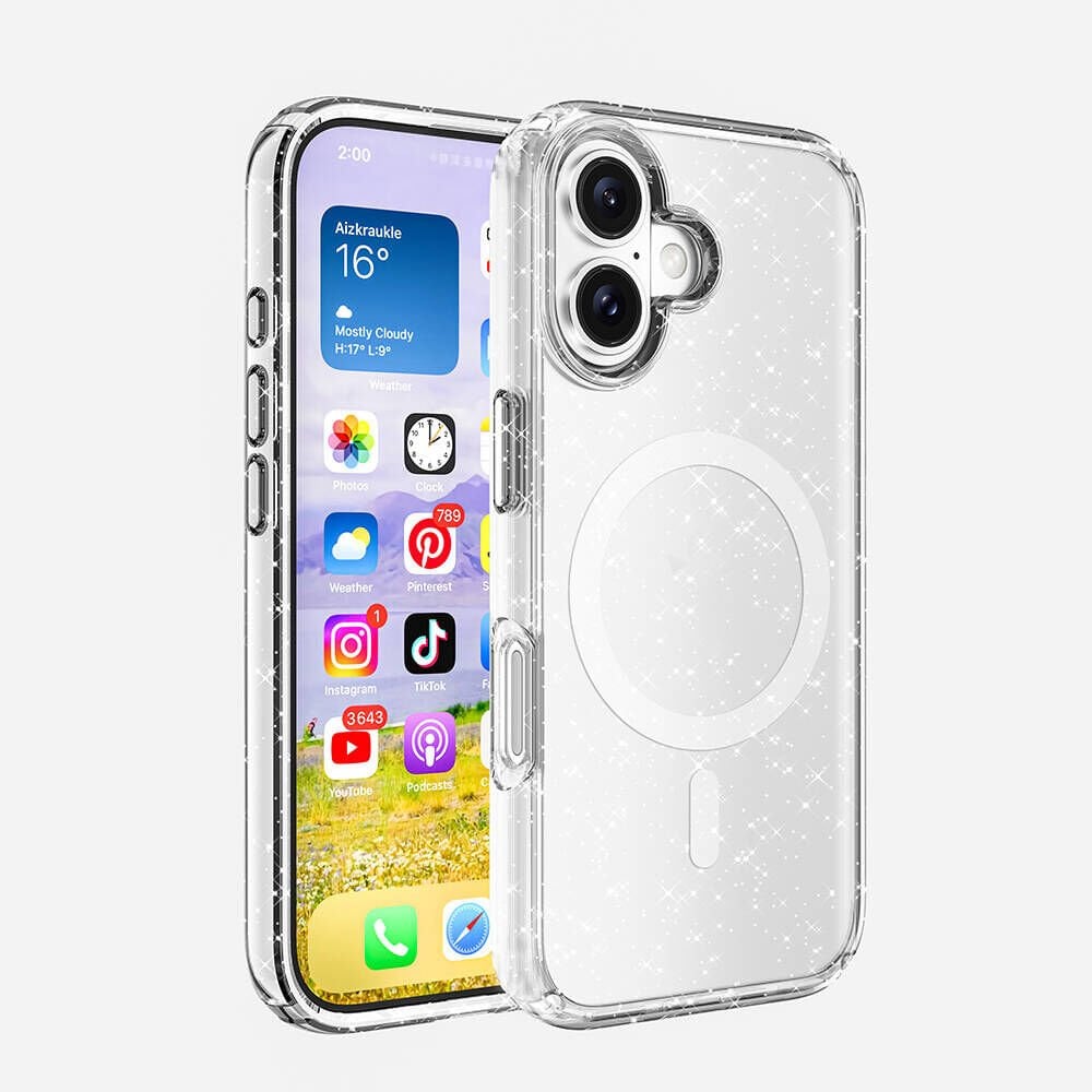 iPhone 16 Star Case MagSafe Simli Şeffaf Kılıf