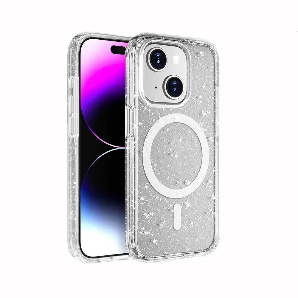 iPhone 15 Star Case MagSafe Simli Şeffaf Kılıf